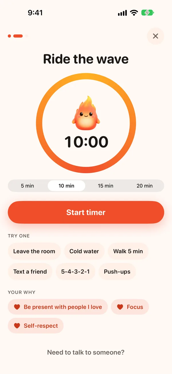 Ride the wave: a 10-minute urge timer